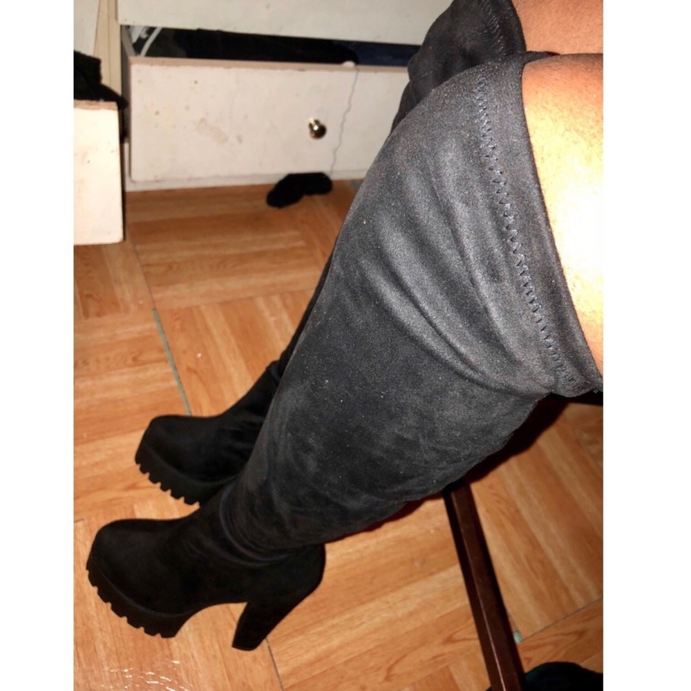 Cleated High Heel Over The Knee Boots